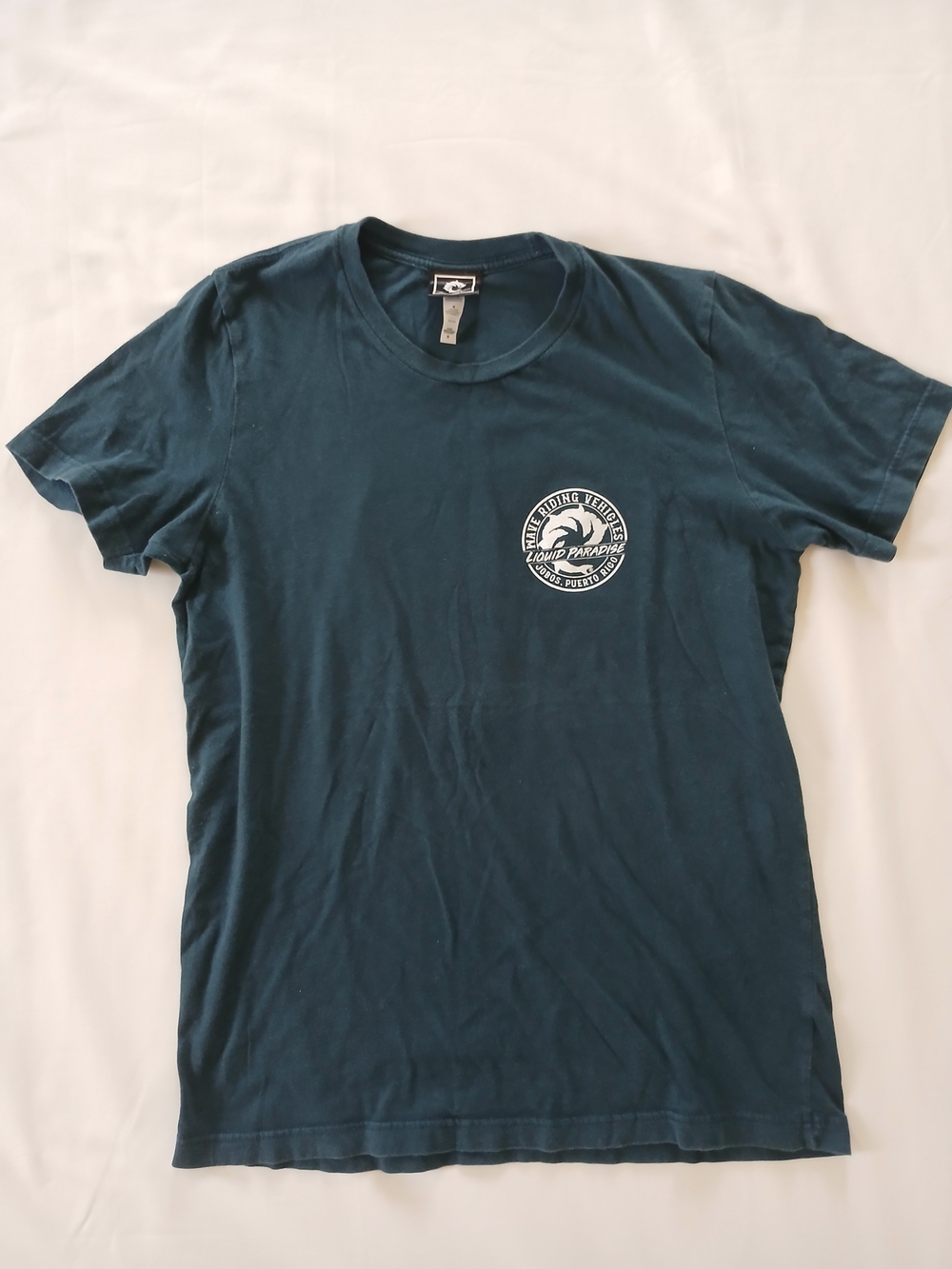 Unbranded Teal Short-Sleeve Graphic Crew Neck Tee